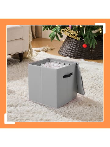 relaxdays Weihnachtskugel-Aufbewahrungsbox in Grau - (B)36,5 x (H)40 x (T)36,5 cm