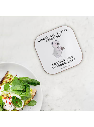 Mr. & Mrs. Panda Tischschoner Kellner Leidenschaft mit Spruch in Weiß