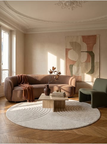 KADIMA DESIGN Rundteppich Geometrisch pflegeleicht Wohnzimmer Schlafzimmer Flur in Creme