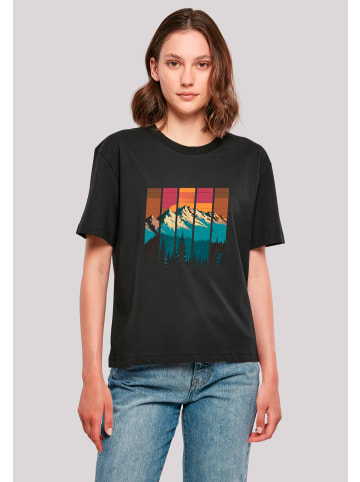 F4NT4STIC Tee Berg Sonnenuntergang Retro in schwarz