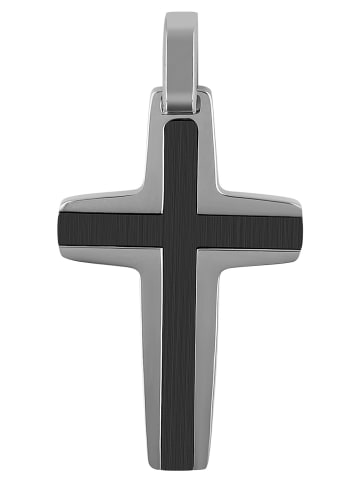 Adeliás Unisex Anhänger – Kreuz Kreuzanhänger aus Edelstahl in schwarz