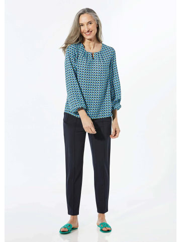 GOLDNER Kurzgröße:  Druckbluse Druckbluse aus reiner Viskose in marine / gemustert