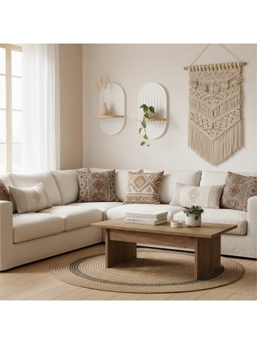 relaxdays 2 x Wandregal in Weiß/ Natur - (B)20 x (H)33 x (T)15 cm