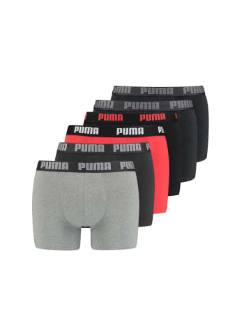 Puma Boxershort 6er Pack in Grau/Schwarz/Rot