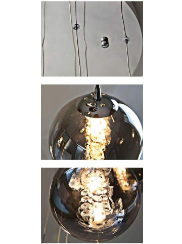 ZMH Pendelleuchte 15-flammige G9 in rauchgrau Glas und Kristall L41cm x H335cm