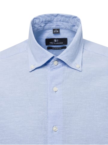 Nils Sundström Freizeithemd mit Leinen-Anteil in hellblau
