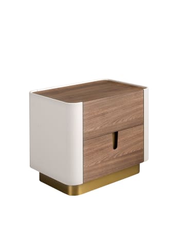 Angel Cerdá Nachttisch 7187 in Beige / Gold / Walnuss – (B)60 x (H)42 x (T)50 cm