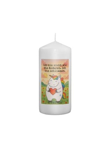 Mr. & Mrs. Panda Kerze Mit Spruch Einhorn Herz Design mit Spruch in Weiß