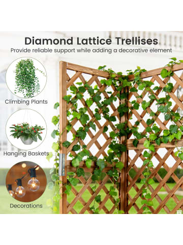 COSTWAY Blumenkasten mit Rankgitter 55x55x140 cm in Braun