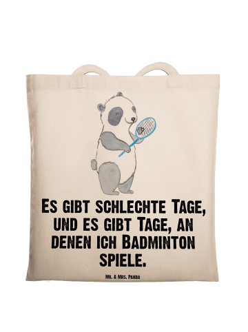 Mr. & Mrs. Panda Tragetasche Panda Badminton  mit Spruch in Creme