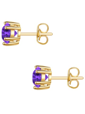 Glanzstücke München Ohrstecker Sterling Silber Amethyst in gelbgold