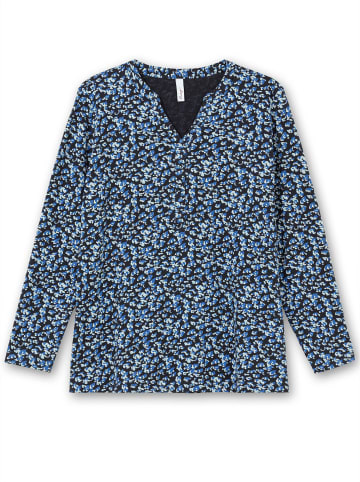 sheego Langarmshirt in tiefblau-gemustert