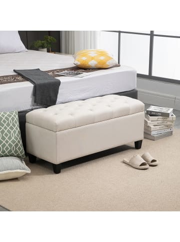 HOMCOM Sitzbank in Cremeweiß 100L x 40B x 44H cm