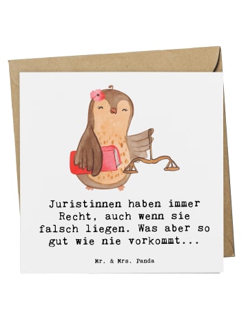 Mr. & Mrs. Panda Deluxe Karte Juristin Recht mit Spruch in Weiß