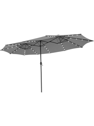 COSTWAY Doppelsonnenschirm mit LED 450 x 260 cm in Grau