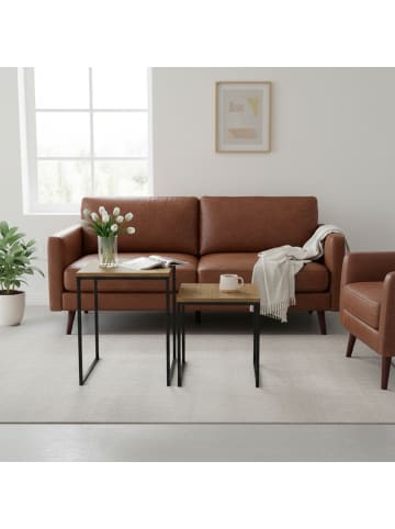 relaxdays Beistelltisch 2er Set in Holzoptik/ Schwarz