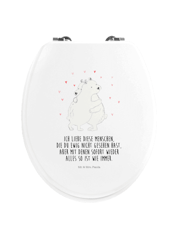 Mr. & Mrs. Panda Motiv WC Sitz Eisbär Umarmen mit Spruch in Weiß
