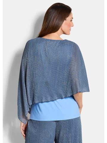 GOLDNER Kurzgröße:  Asymmetrisches Blusenshirt mit Glanzgarn in blau