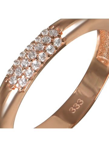 GoldDream Ring Gold 333 Rosegold - 8 Karat 3-reihig Zirkonia Größe 60 (19,1)