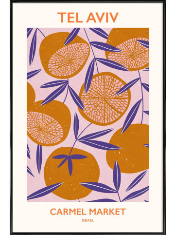 Juniqe Poster in Kunststoffrahmen "Pomegranates At Carmel Market" in Orange & Violett