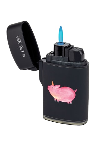 Mr. & Mrs. Panda Feuerzeug Einhorn Schwein ohne Spruch in Schwarz