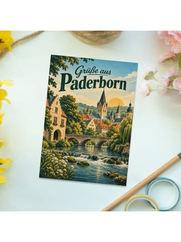Postkarte Stadt nostalgisch Design mit Spruch in Weiß