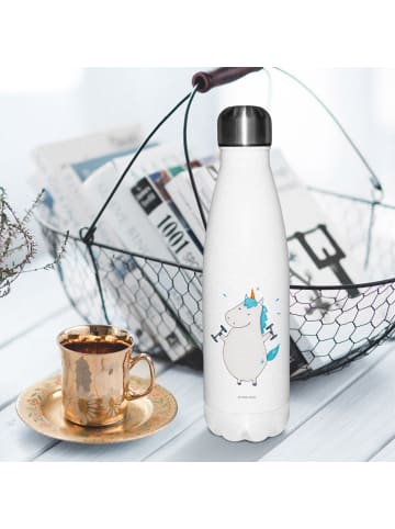 Mr. & Mrs. Panda Thermosflasche Einhorn Fitness ohne Spruch in Weiß