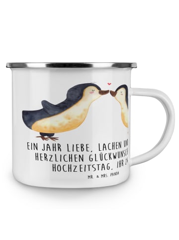 Mr. & Mrs. Panda Camping Emaille Tasse 1. Hochzeitstag Papierhoc... in Transparent
