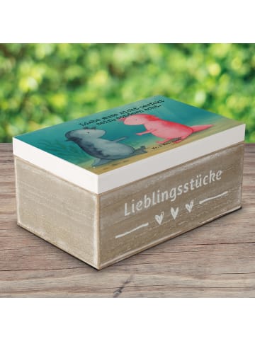 Mr. & Mrs. Panda Holzkiste Axolotl Liebe Design mit Spruch in Weiß