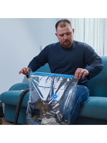 relaxdays 80tlg. Vakuumbeutel-Set in Transparent/ Blau