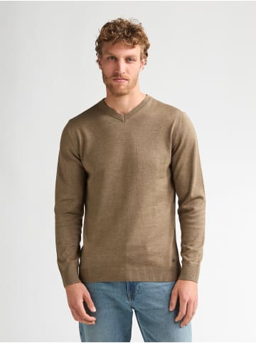 Petrol Industries Feinstrick-Pullover mit V-Ausschnitt Whitefish in Braun
