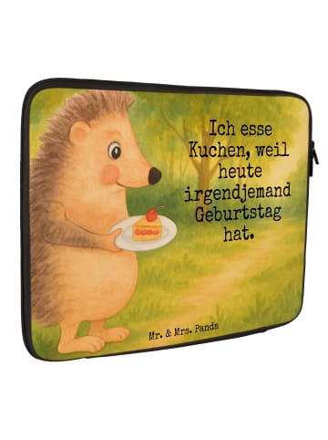 Mr. & Mrs. Panda Laptop Hülle Igel Kuchenstück Design mit Spruch in Weiß