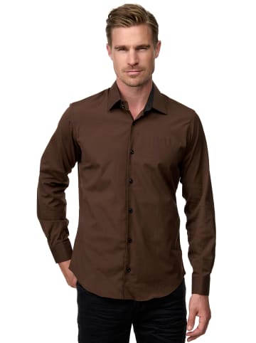 Rusty Neal Business Hemd Slim Fit Premium Cotton-Stretch in Braun