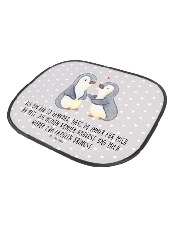 Mr. & Mrs. Panda Auto Sonnenblende Pinguine trösten mit Spruch in Grau Pastell
