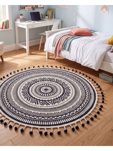 Kurzflor TATVAN in Blau/Weiß - (W) 120 x (H) 2 x (L) 120 cm