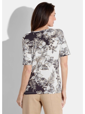 GOLDNER Shirt in weiß / schwarz / pfirsich / gemustert