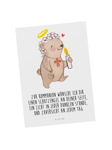 Mr. & Mrs. Panda Postkarte Bär Kommunion  mit Spruch in Weiß