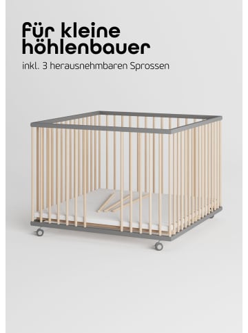 Sämann Sämann Laufgitter mit Lattenrost & Schlupfsprossen grau/natur Premium Kollektion