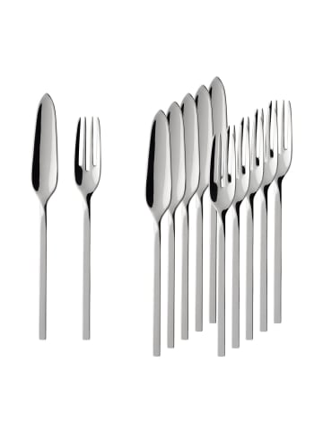 Villeroy & Boch 6er Set Fischbesteck NewWave silber in silber