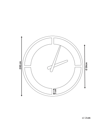 Beliani Wanduhr TRIENT in Schwarz/Gold - (W) 40 x (H) 40 x (L) 2 cm