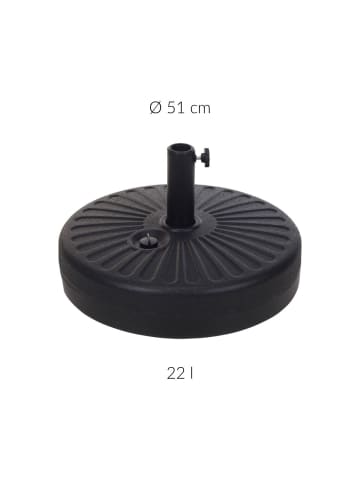 Ambiance Gartenschirmständer, 22 L in Schwarz, Ø 51 x (H) 12 cm