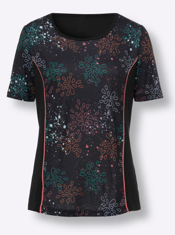 Sieh an! Sportshirt in schwarz-smaragd-bedruckt