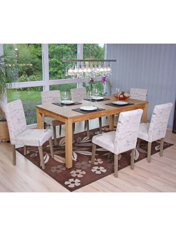 MCW Esszimmerstuhl Littau, Schriftzug creme, braune Beine