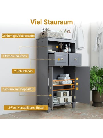 COSTWAY Badezimmerschrank 56 x 30 x 108 cm in Grau