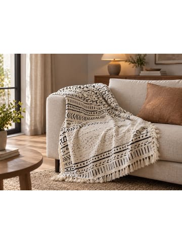 Kuscheldecke PANVEL in Weiß/Schwarz - (W) 130 x (H) 1 x (L) 180 cm