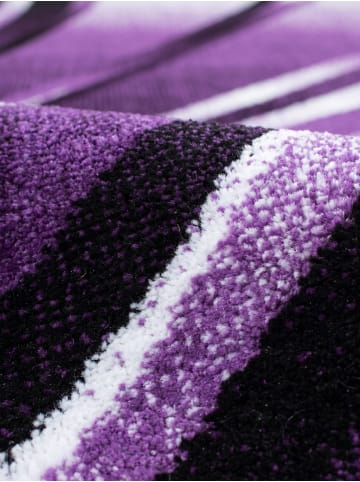 KADIMA DESIGN Teppich Kurzflor Waschbar Wellen DRAU Strapazierfähig OEKO-TEX in Violett