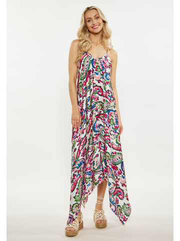 IZIA Damen Kleid in Weiss Mehrfarbig