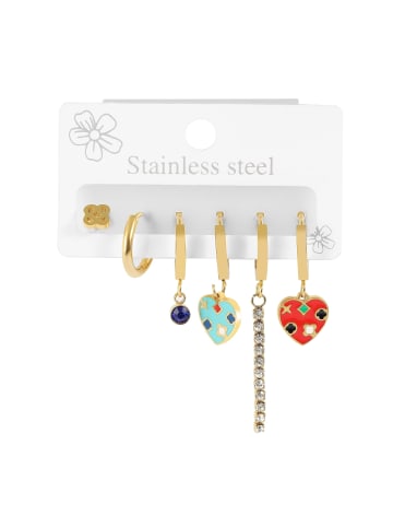 Adeliás Damen Anhänger – Herzanhänger aus Edelstahl mit Strass Steinchen in gold