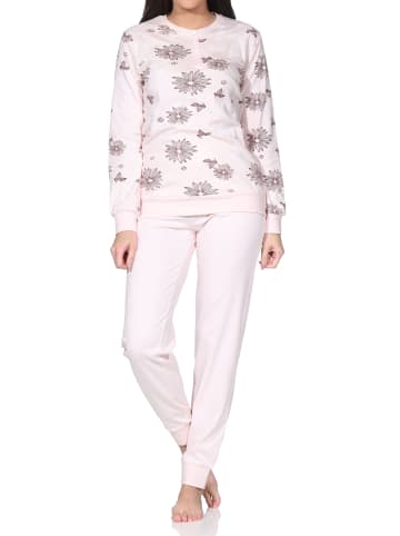 NORMANN Langarm Interlock Schlafanzug Langarm Florale Optik in rosa1