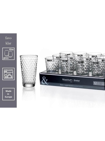 Ritzenhoff & Breker 6er Set Longdrinkgläser Favo 400 ml in Transparent